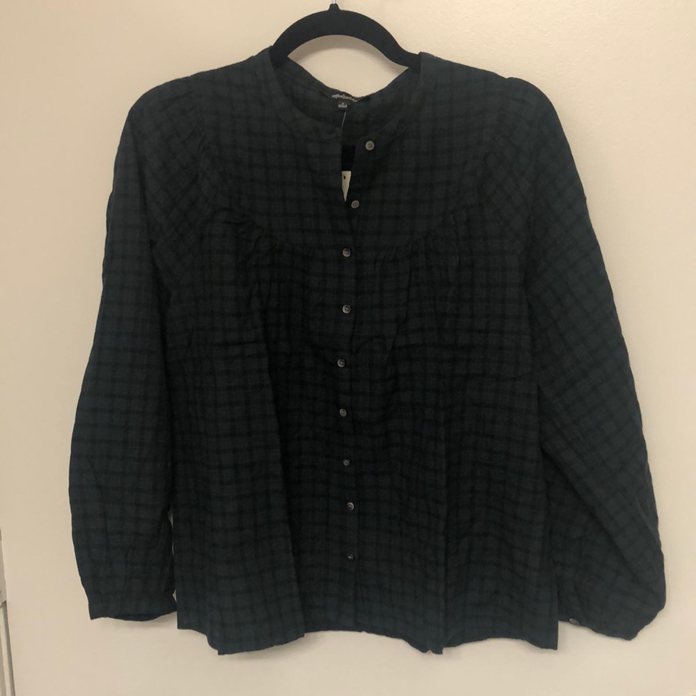 Madewell Women’s Plaid Balloon-Sleeve Top